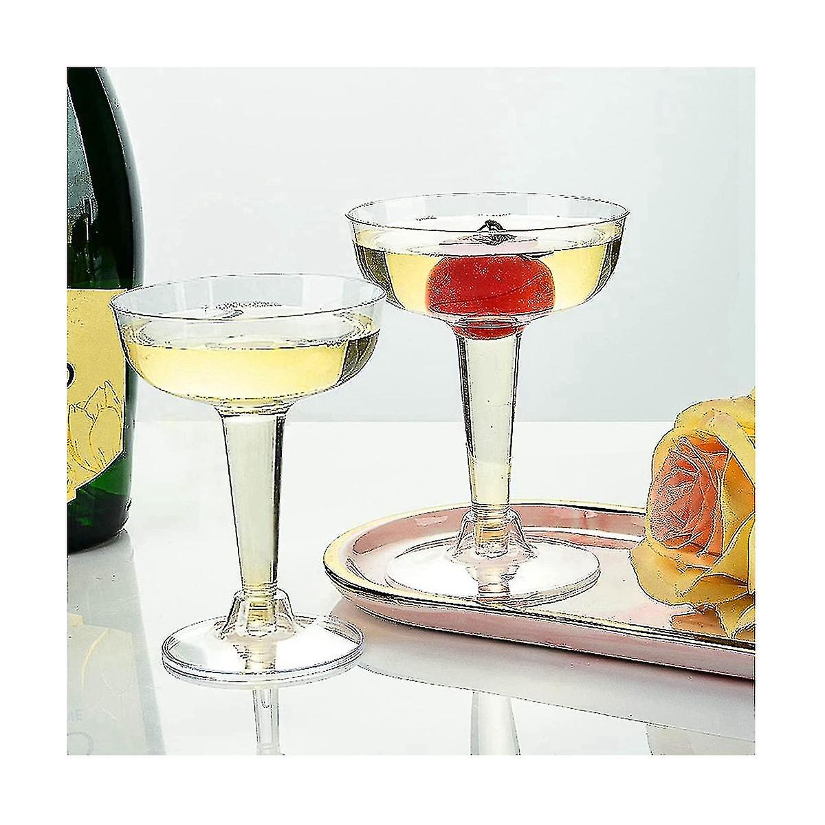 50 Pack Plastic Goblet， 4oz Stem Disposable Martini Glasses For Parties， Stackable Plastic Cocktail