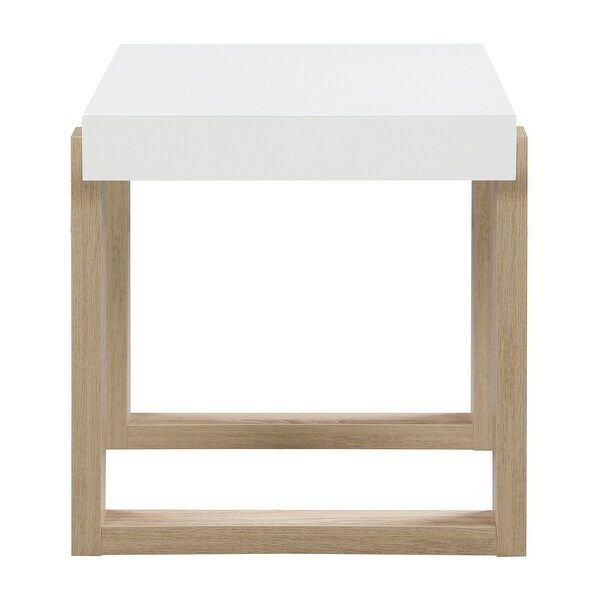 Coaster Furniture Pala White High Gloss and Natural Rectangular End Table