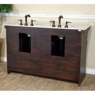 Bellaterra Home Parma 93 in. Double Vanity in Dark Mahogany with Marble Vanity Top in White BT5022C