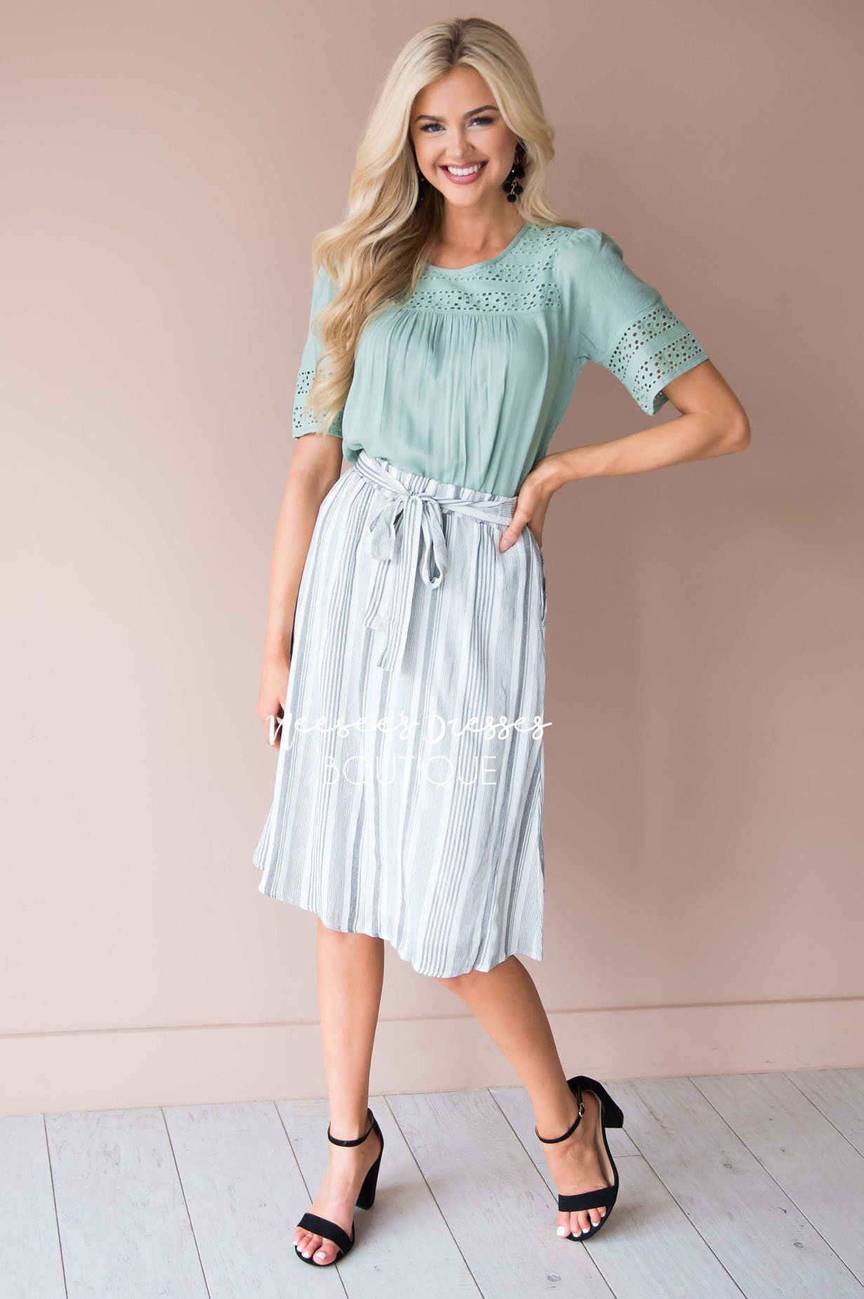 Striped Tie Front Skirt