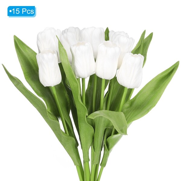 15Pcs 14 Artificial Tulips Flowers Faux Floral Bouquet Decor