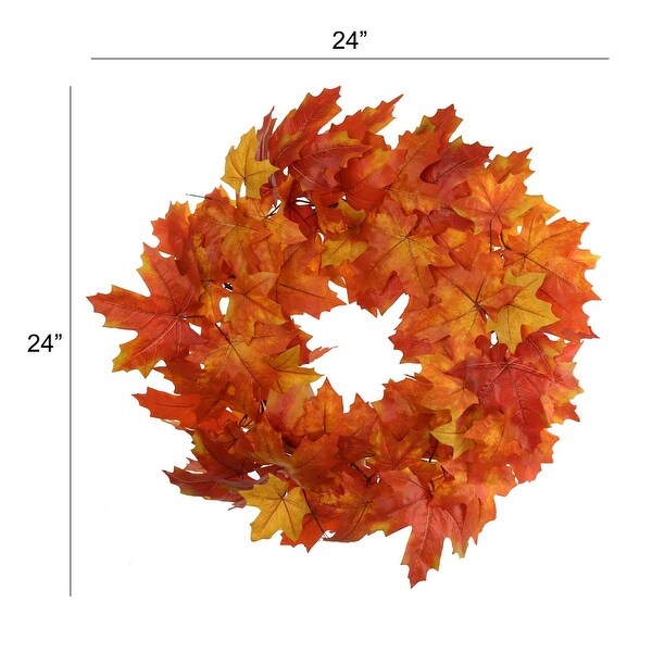 Autumn Splendor: 24Inch Silk Maple Leaf Wreath for Front Door