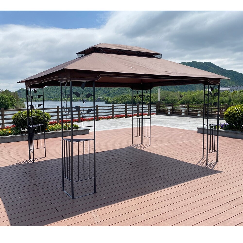 Versatile 13' x10' Outdoor Patio Gazebo with Double Vented Roof   Detachable Mosquito Net  Suitable for Lawn  Garden  Backyard