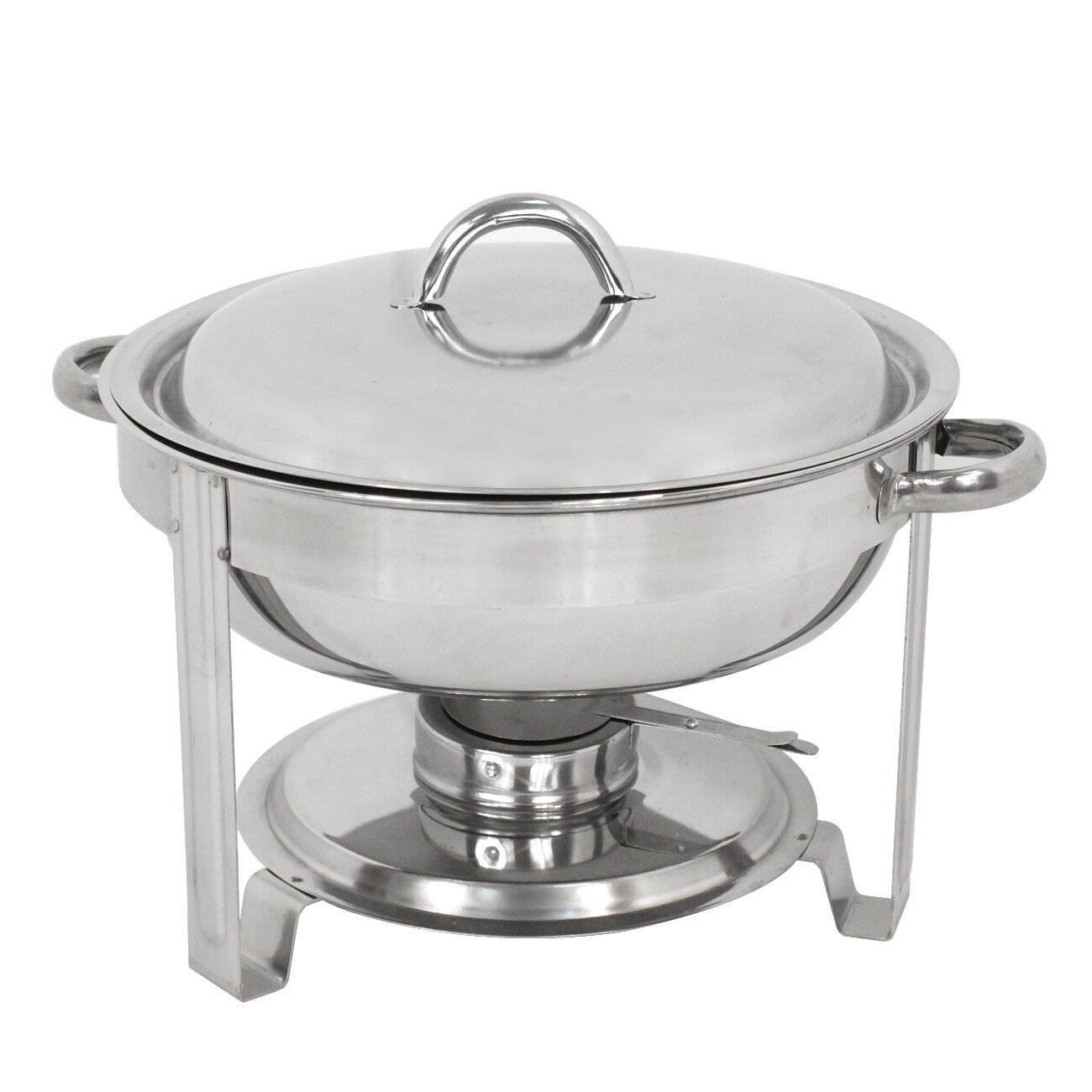 SuperDeal Glossy Round Chafing Dish 5Qt. Buffet Stove 1 Set Hotel Catering Alcohol Furnace