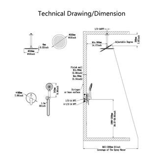 Tahanbath 3-Spray Patterns with 2.5 GPM 12 in. Ceiling Mounted Dual Shower Heads Shower System Mix Set in Brushed Nickel PZZ-96205-BN-KXC