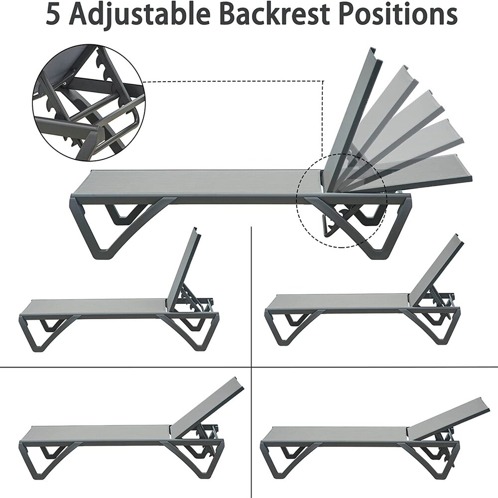 Patio Chaise Lounge Chair Set of 2 with 5 Adjustable Position