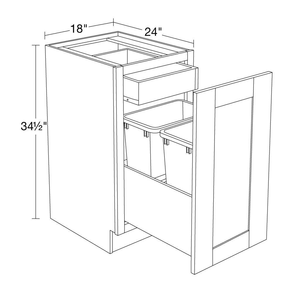 Home Decorators Collection Washington 18 in. W x 24 in. D x 34.5 in. H Blue Thermofoil Plywood Shaker Stock Assembled Trash Can Kitchen Cabinet B2DWB18-WVB