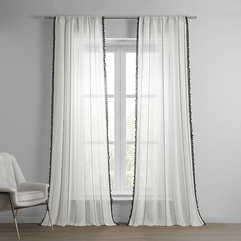 EFF Campane Patterned Faux Linen Sheer Window Curtain Panel