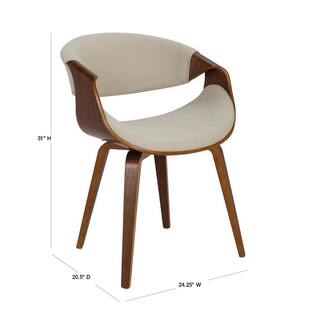 Lumisource Curvo Bent Wood Walnut and Cream DiningAccent Chair CH-CRVNL WL+CR