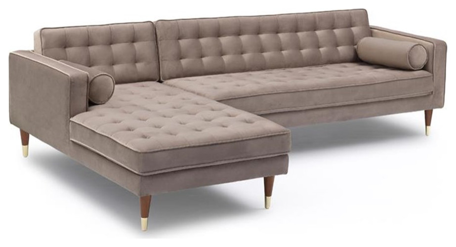 Armen Living Somerset Tufted Modern Velvet Right Sectional Sofa in Gray   Sofas   by Homesquare  Houzz