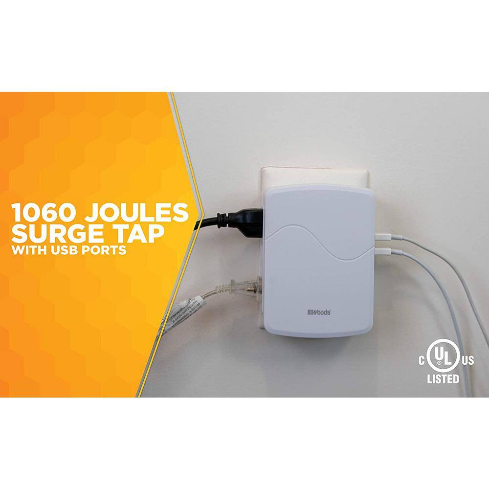 Woods 3-Outlet Surge Tap with Phone Cradle 41260