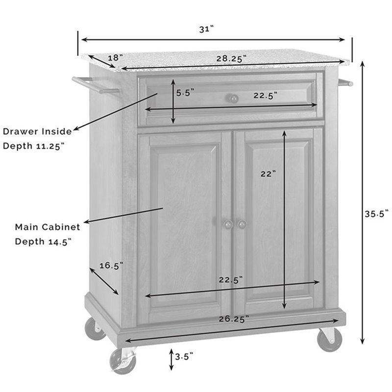 Bowery Hill Stainless Steel Top Kitchen Cart in White