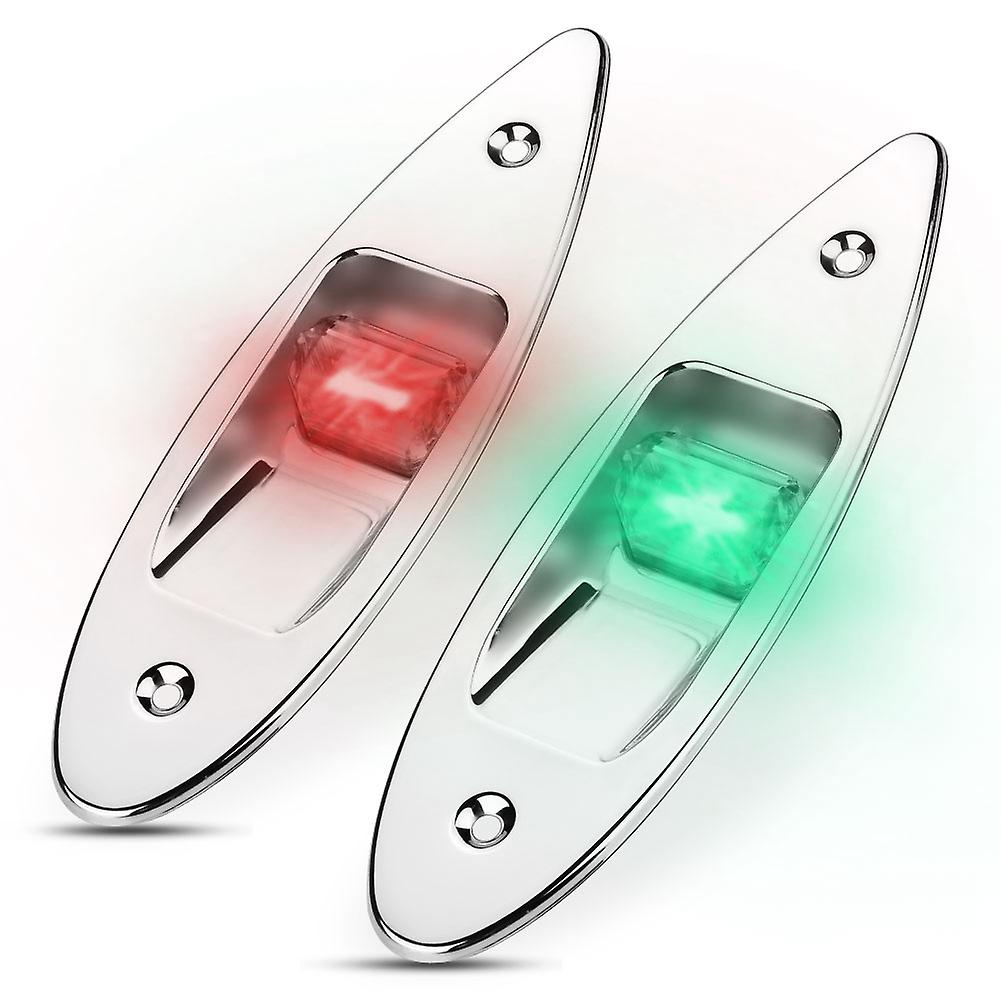 2pcs 12v Led Flush Mount Side Bow Navigation Signal Light Lamp For Marine Boat Yacht Green/red