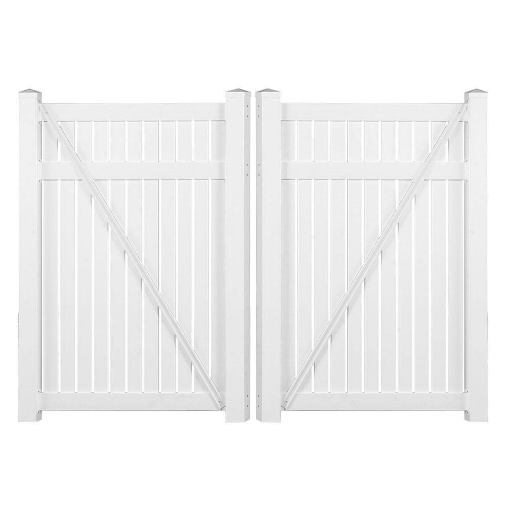 Weatherables Hanover 8 ft. W x 5 ft. H White Vinyl Pool Fence Double Gate DWPO-SP-5X48