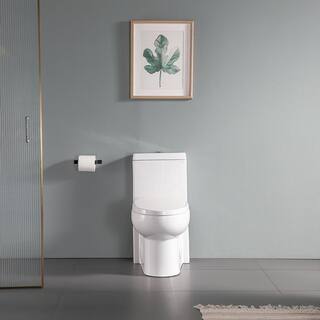 12 in. Rough-In 1-piece 1.61.1 GPF Dual Flush High Efficiency Elongated Toilet in White Seat Included ALDMT60SM