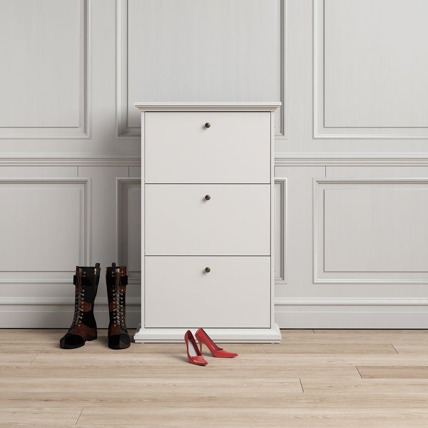 Porch and Den Virginia Contemporary 3-Drawer White Shoe Storage Cabinet - - 11860007