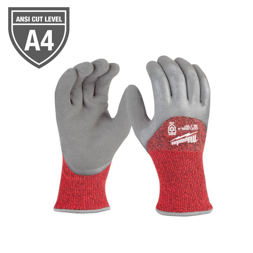 MW X-Large Gray Latex Level 4 Cut Resistant Insulated Winter Dipped Work Gloves 48-73-9943