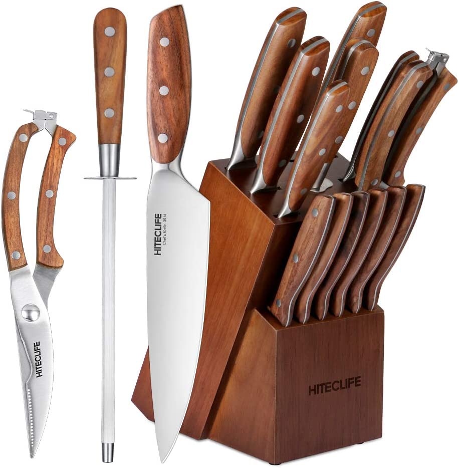 14 Pieces High Carbon Stainless Steel Knife Set with Block