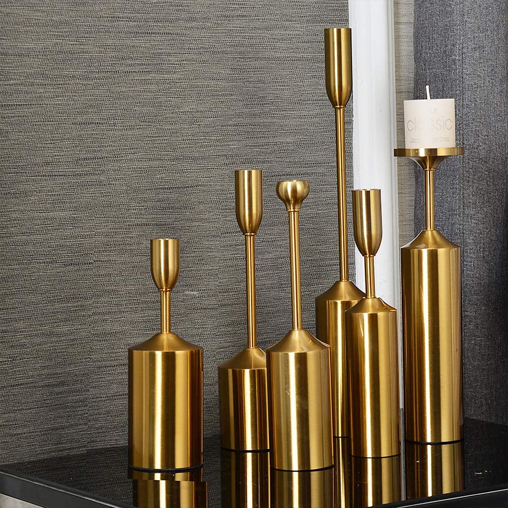 6pcs Metal Gold Candlesticks Taper Scented Candle Holders for Home Decoration