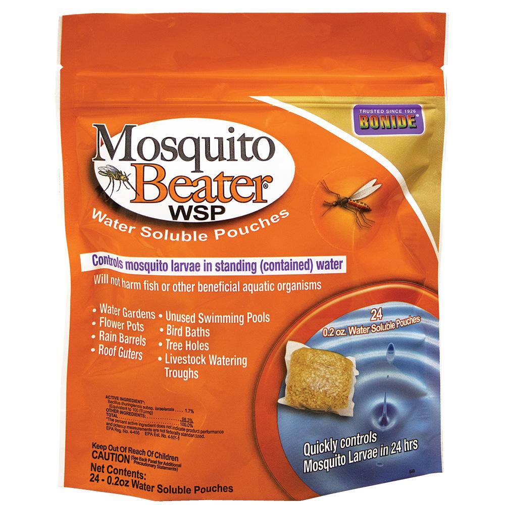 Bonide Mosquito Beater Water Soluble Pouches Pack of 24 Pouches Control Mosquito Larvae in Standing Water Won't Harm Fish 549