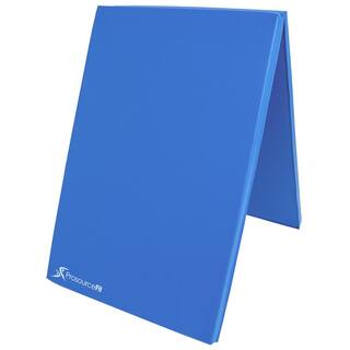 PROSOURCEFIT Bi-Fold Folding Thick Exercise Mat Blue 6 ft. x 2 ft. x 1.5 in. Vinyl and Foam Gymnastics Mat (Covers 12 sq. ft.) ps-1942-dfm-blue