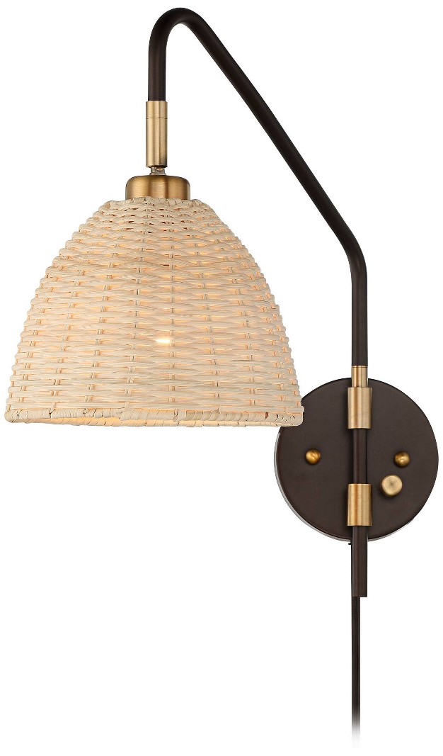 Light Fixture Natural Rattan Dome Shade For Bedroom Living Room