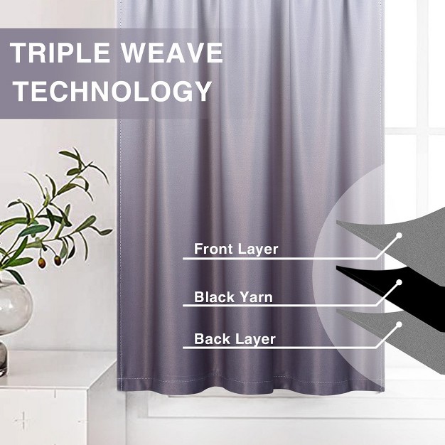 Trinity Ombre Short Room Darkening Blackout Kitchen Curtains For Small Windows