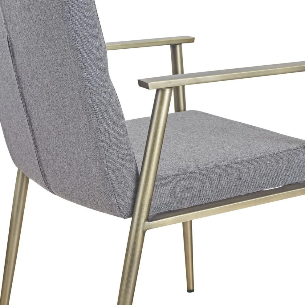 Peony Contemporary Gray and Antique Brass Arm Dining Chair  Set of 2   Contemporary   Dining Chairs   by Virgil Stanis Design  Houzz