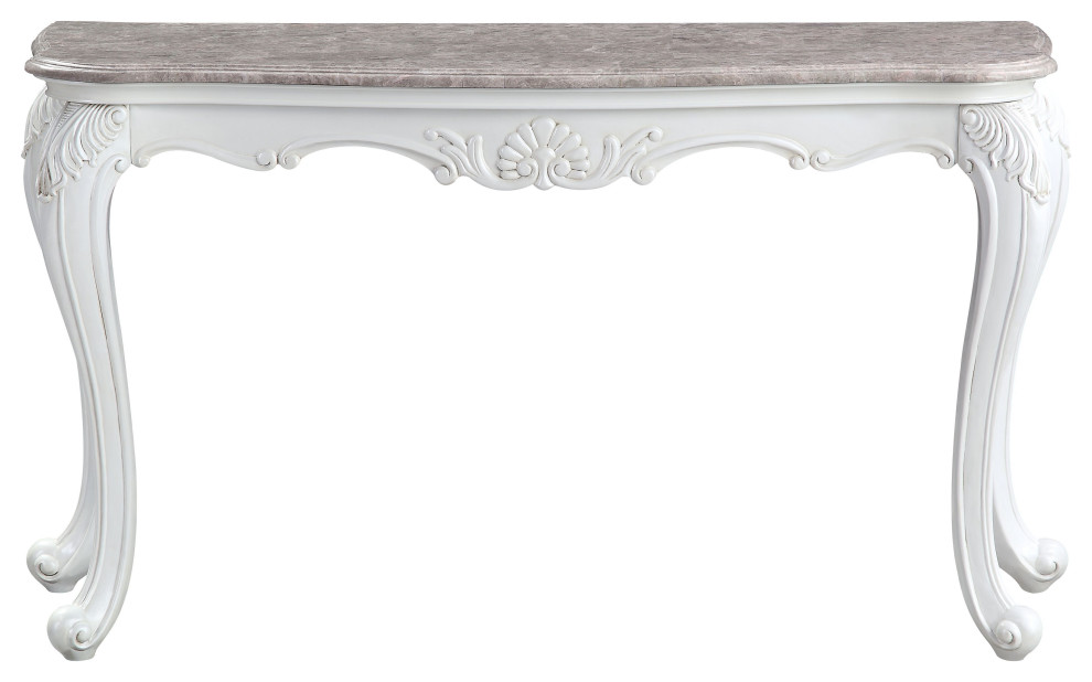 Ciddrenar Sofa Table  Marble Top and White   Victorian   Coffee Tables   by Acme Furniture  Houzz