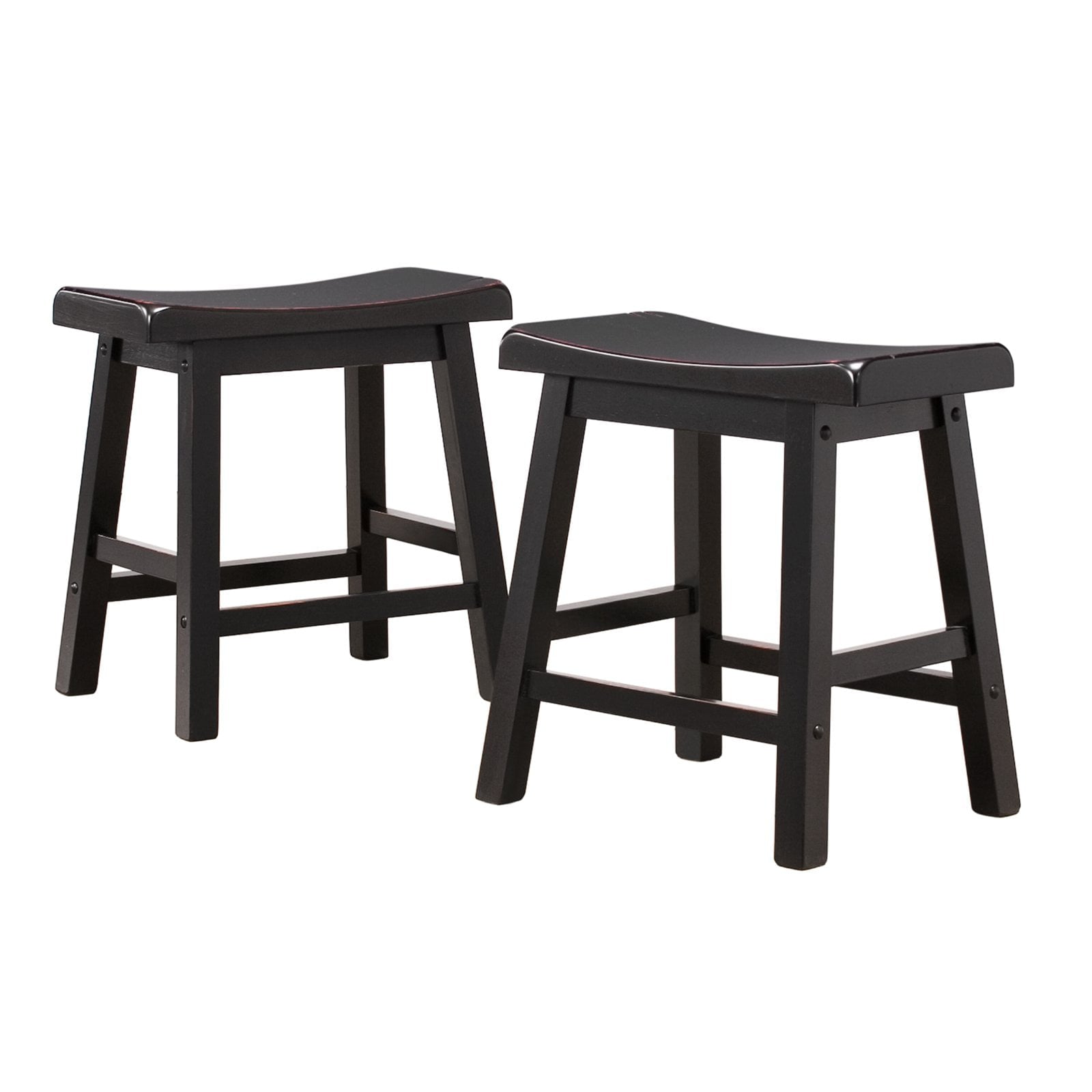 Weston Home 18 in. Saddle Back Stool - Set of 2 -Black Sand