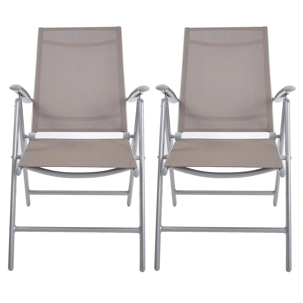 2Pcs Aluminum Adjustable Reclining Patio Folding Chairs - 22