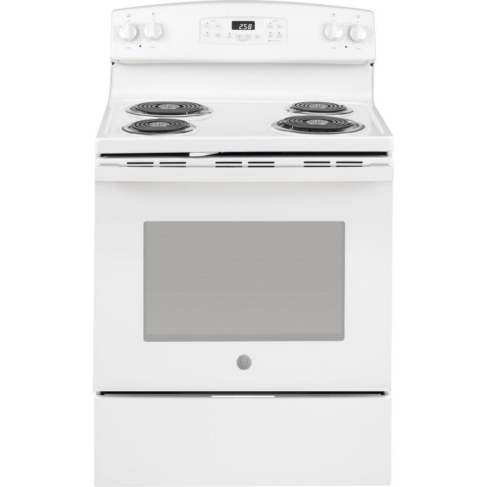 GE 30 in. 5.3 cu. ft. Free-Standing Electric Range in White with Self Clean JB258DMWW