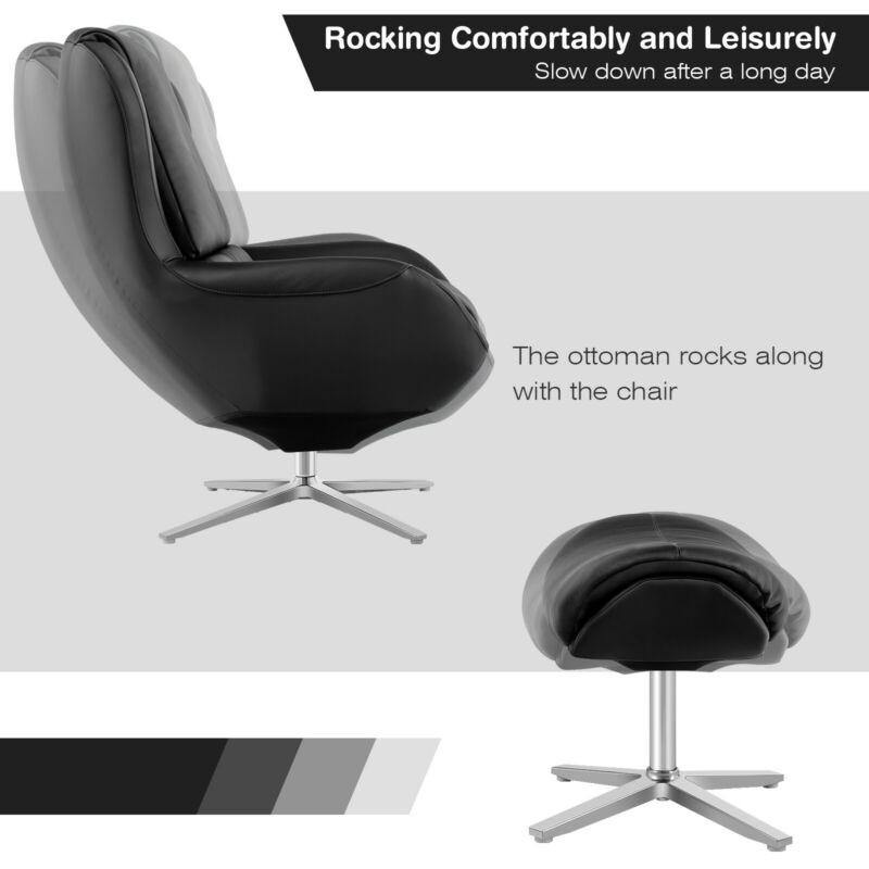 360 Swivel Leather Lounge Chair with Ottoman