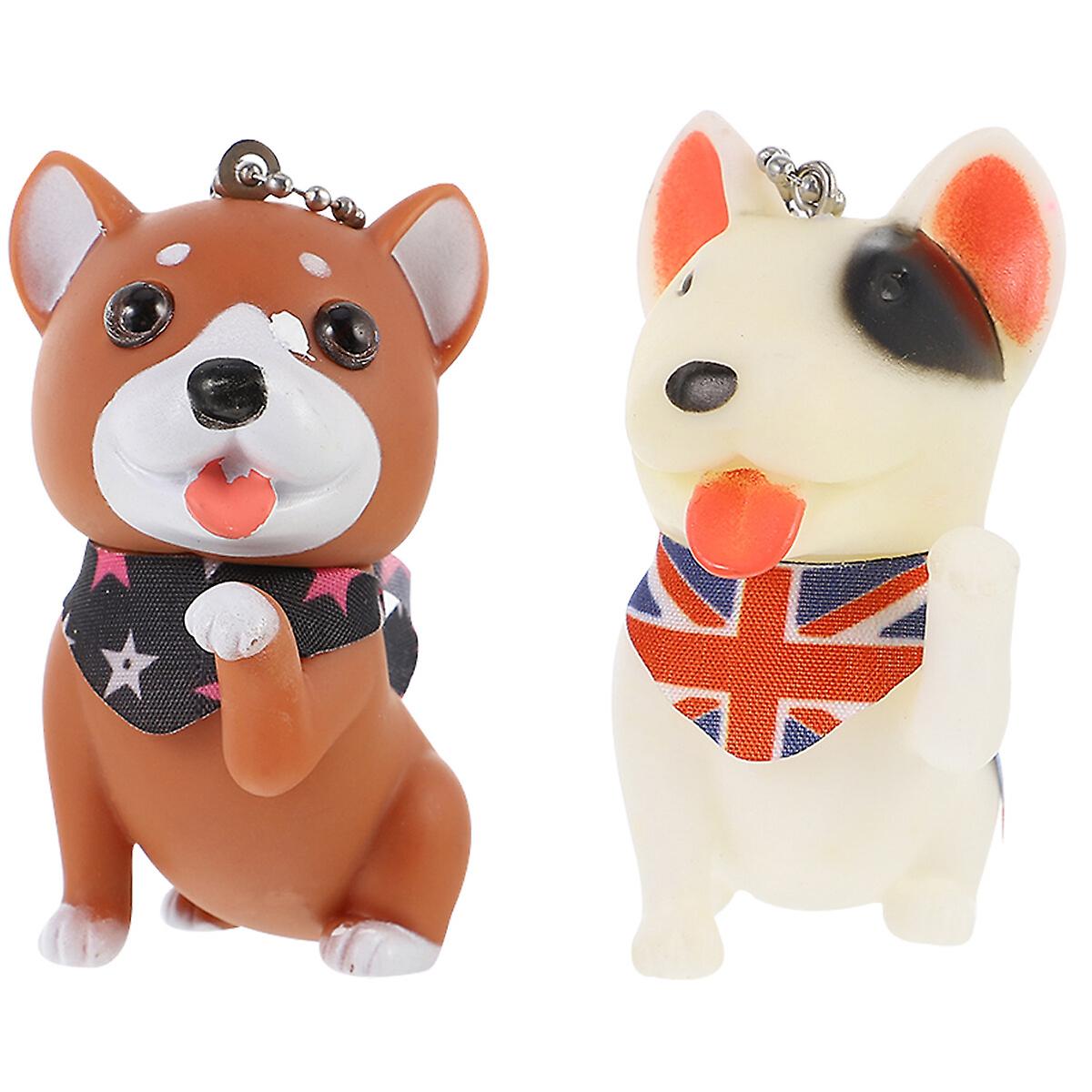 2pcs Lovely Cartoon Dolls Animal Key Chain Kids Toy Key Ring Charms Pendant