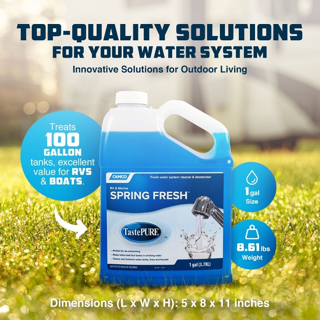 Camco 40207 Tastepure Spring Fresh 128 Ounce Versatile Water System Cleaner Deodorizer And Dewinterizing For Rvs And Marine Vessels