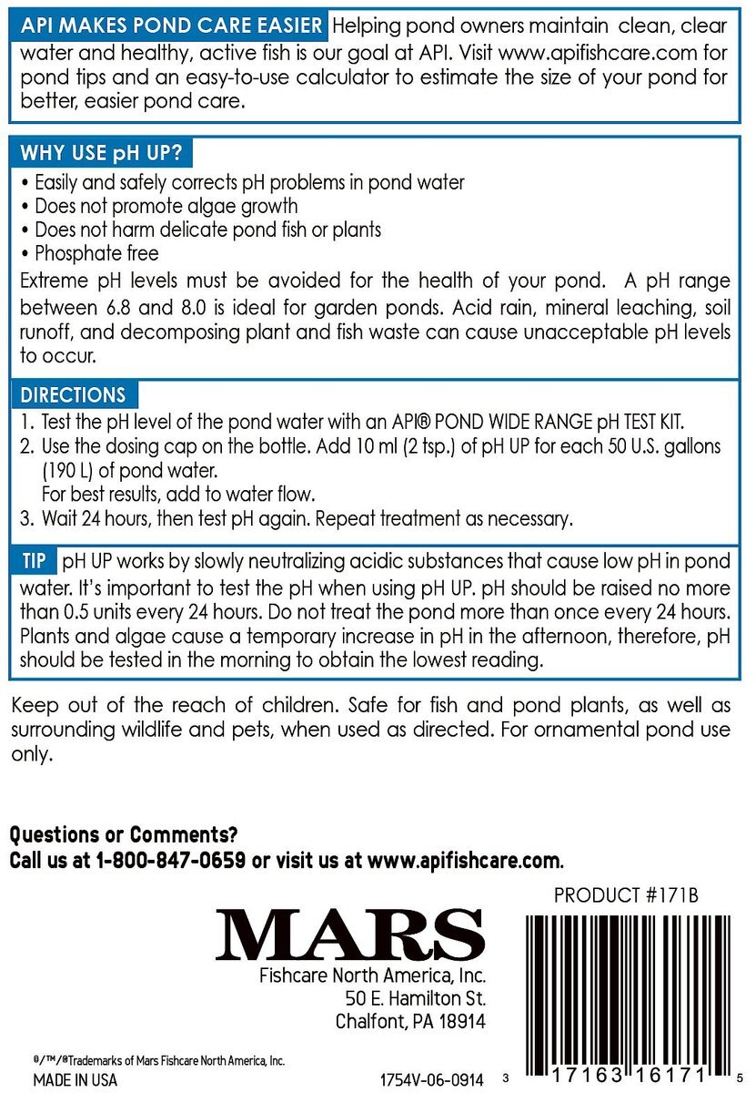 API Pond pH Up Pond Water pH Raising Solution