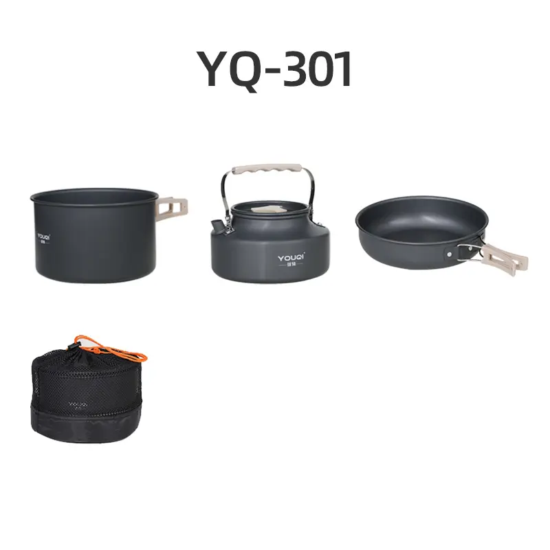 Customised portable storage cookware Aluminum high quality 3L camping pot kettle frying pan