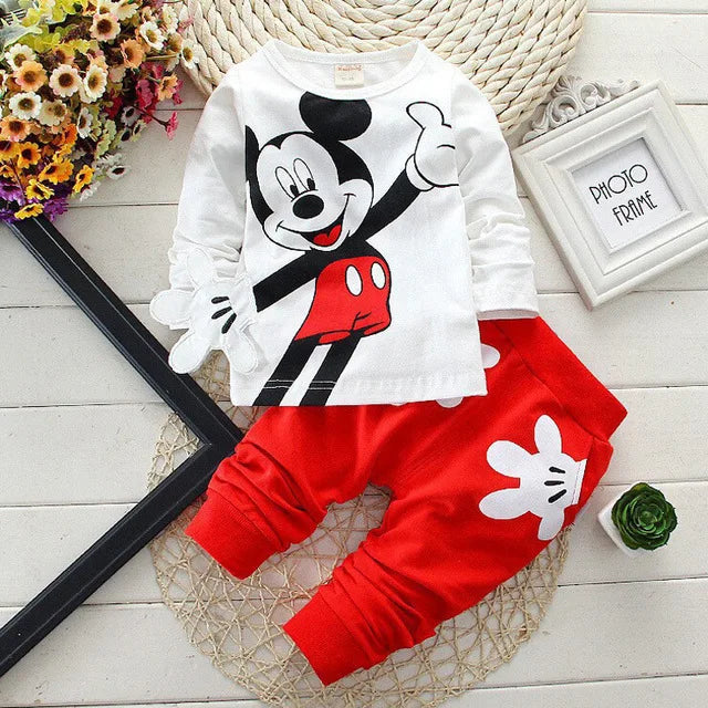 Baby Girls Boys Mickey Minnie Clothing Sets Spring Autumn Kids Outfits Hoodie+T-shirt+Pants Tracksuit Children Sport Suit