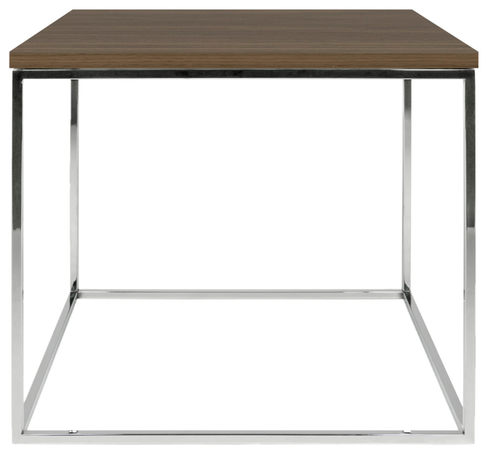 Modern Walnut Minimal Metal Cube Side Table   Contemporary   Side Tables And End Tables   by Plush Pod Decor  Houzz