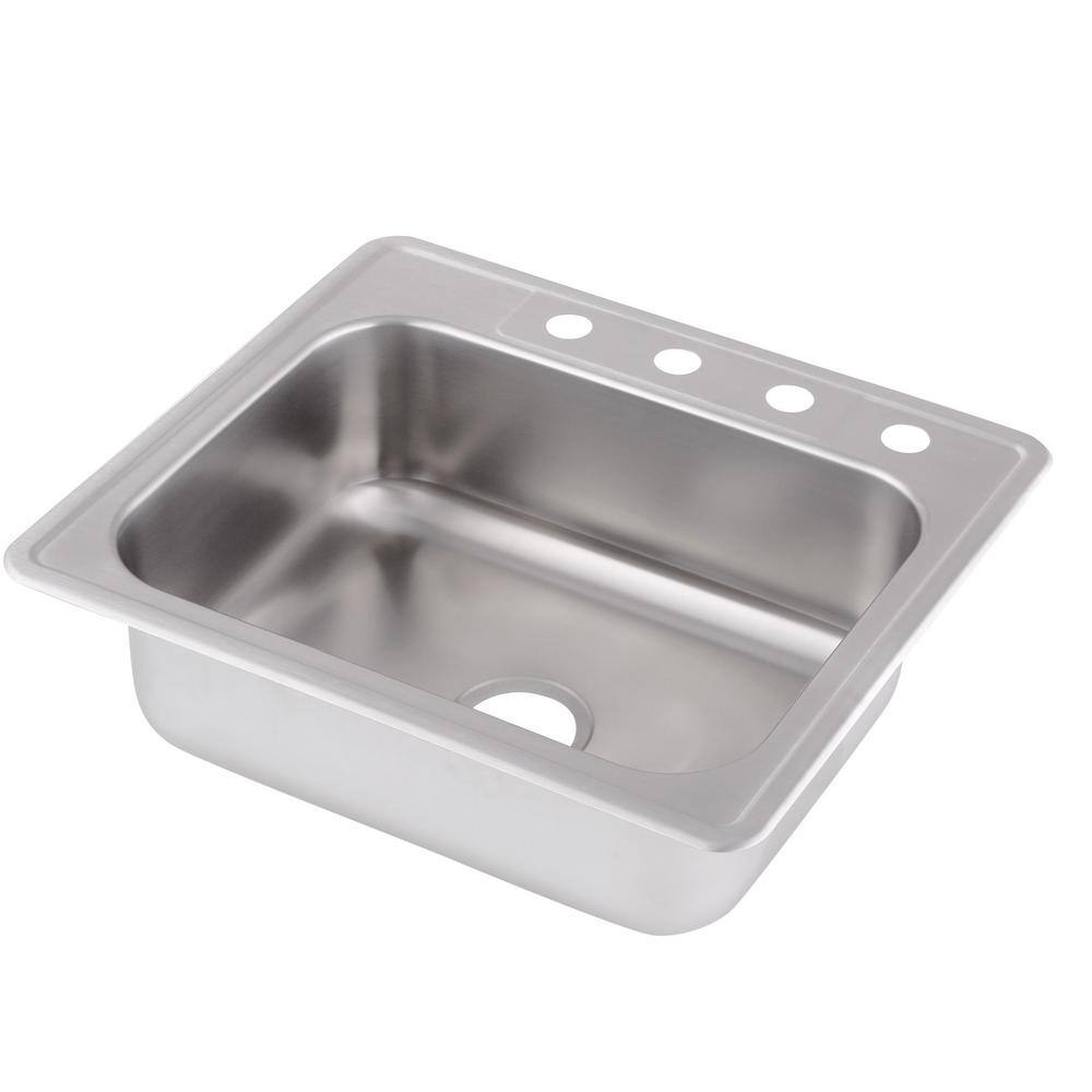 Glacier Bay 25 in. Drop in Single Bowl 20 Gauge Stainless Steel Kitchen Sink HDSB252284