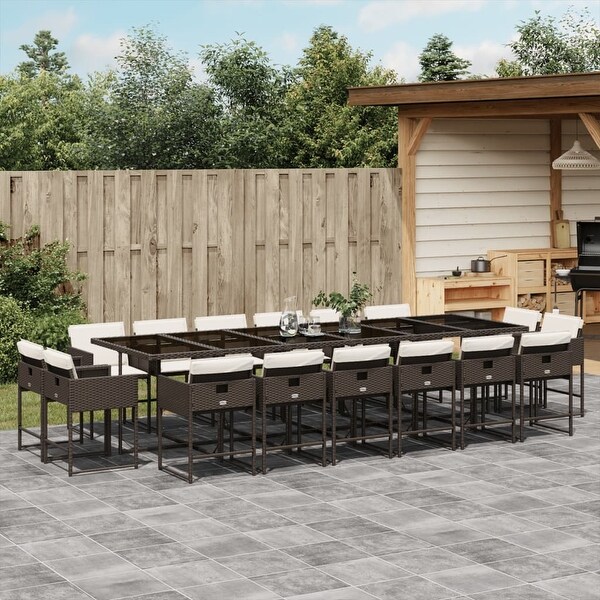 vidaX Patio Dining Set with Cushions Poly Rattan