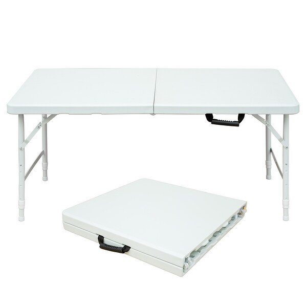 4ft Portable Folding Table Indoor and Outdoor Maximum Weight 135KG Foldable Table for Camping White