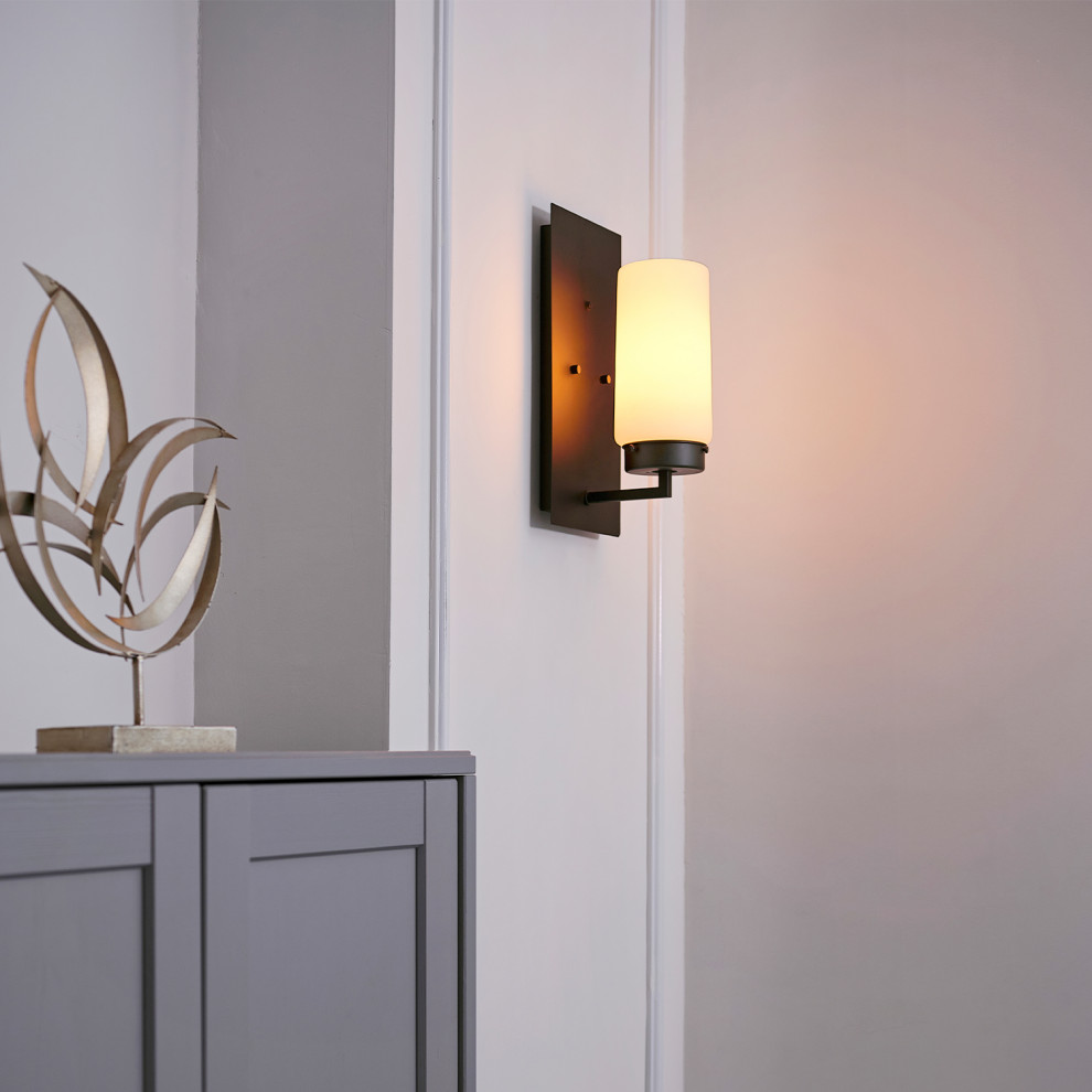 Laney 1 Light Black Outdoor Wall Sconce with Frosted Glass Shade   Transitional   Outdoor Wall Lights And Sconces   by Globe Electric  Houzz