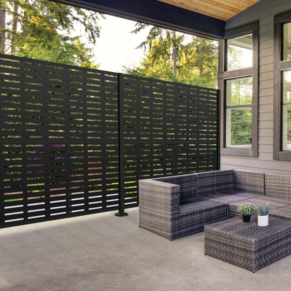 Barrette Outdoor Living 3 ft. x 6 ft. Matte Black Aluminum Decorative Screen Panel Line Post Extension Kit 73050435