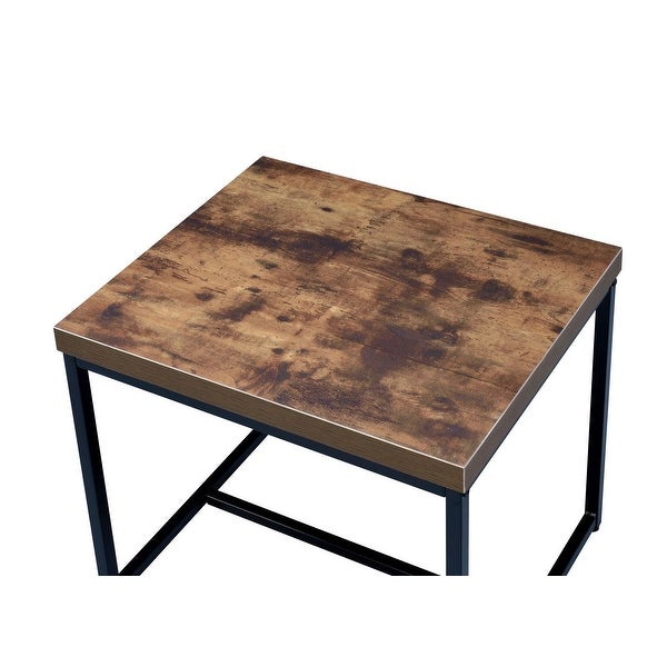 Modern Style Bob Rectangular End Table in Weathered Oak and Black