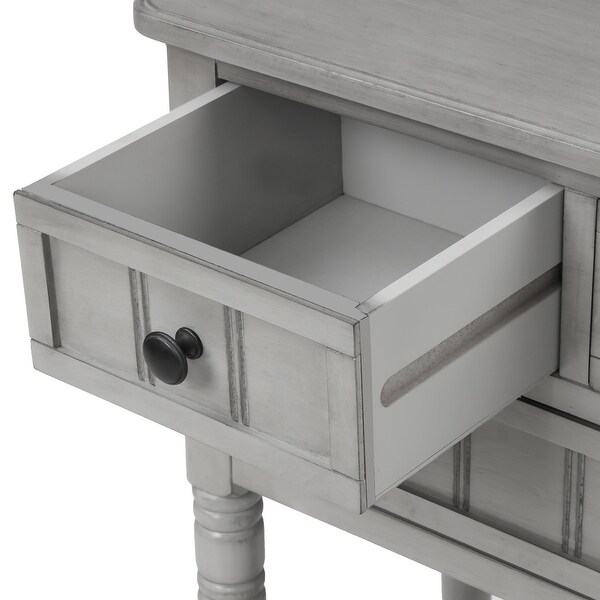 Console Table Gray Wash Sofa Table with Three Storage Drawers