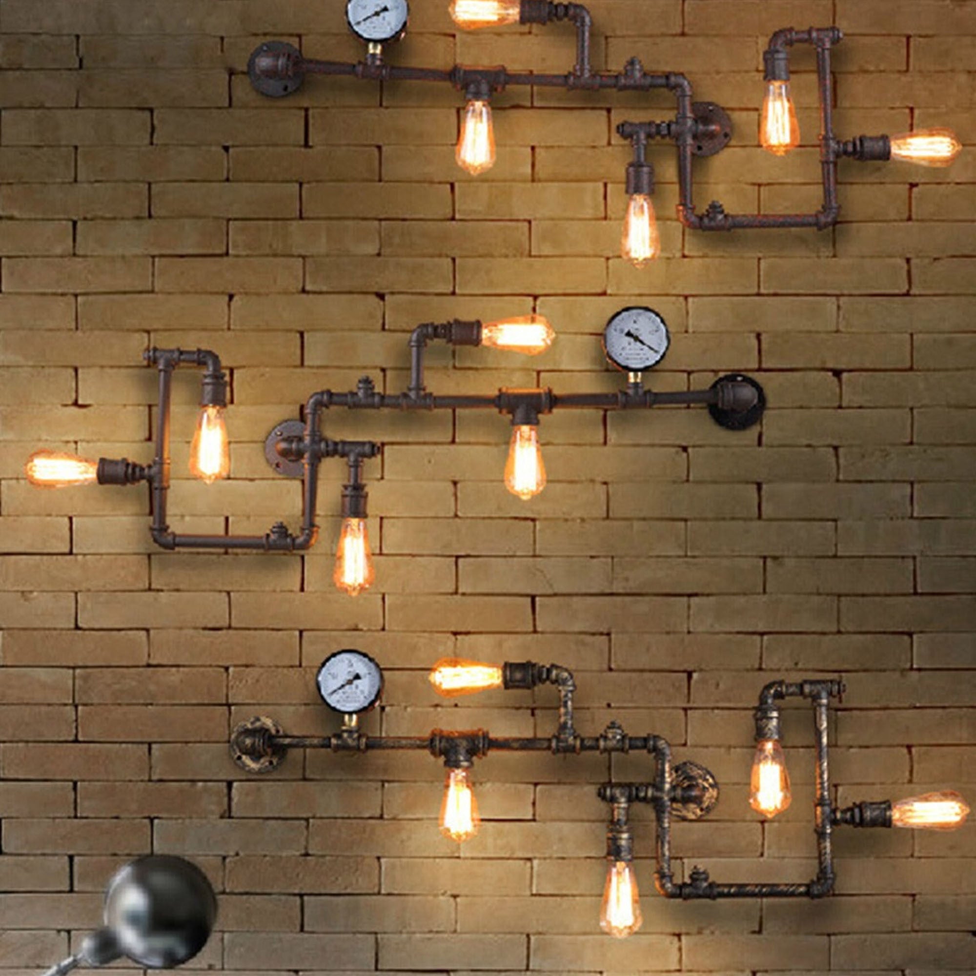 6 Heads Industrial Rustic Pipe  Wall Lamp  Cy-Bd-045