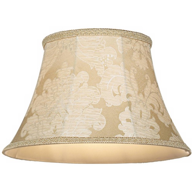 Tall Antique White Washed Ivory Brocade Fabric Bell Shade For Living Room Reading Bedroom Office