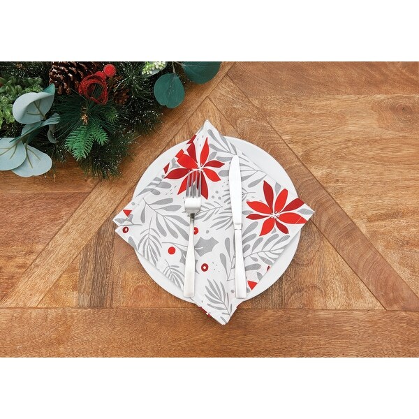 Poinsettia Christmas Printed Christmas Winter Napkin Set of 6