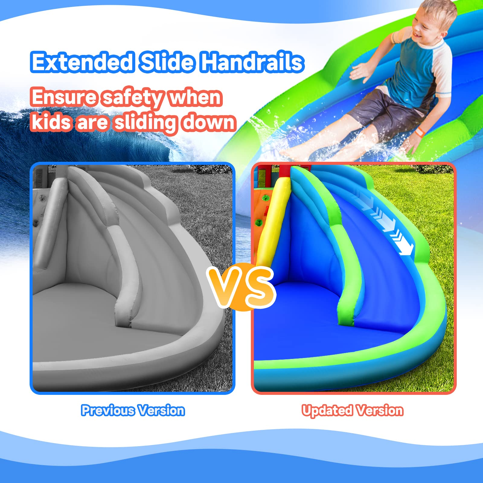 Inflatable Water Slide for Kids, Mighty Kids Inflatable Water Park w/Splash Pool